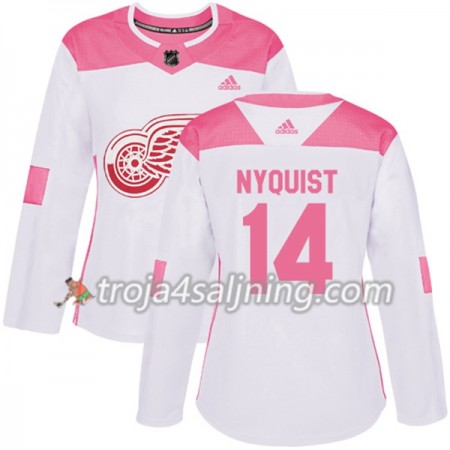 Detroit Red Wings tröja Gustav Nyquist 14 Vit 2017-2018 Adidas Rosa Fashion Authentic - Dame NHL Tröjor